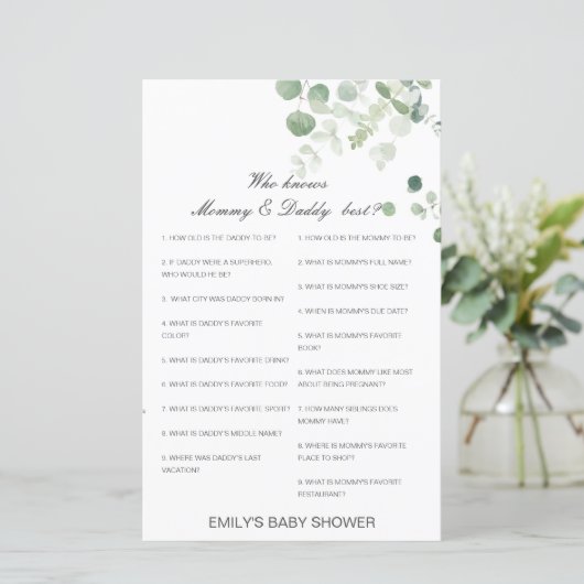 Editable Wer kennt Mommy und Daddy Best? (Stehend Vorderseite)