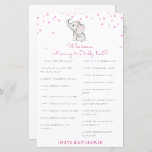 Editable Wer kennt Mommy und Daddy Best? (Vorne/Hinten)