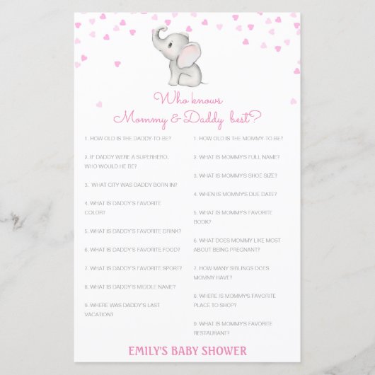 Editable Wer kennt Mommy und Daddy Best? (Vorderseite)