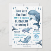 Editable Whale Birthday Einladung (Vorderseite)