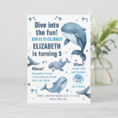 Editable Whale Birthday Einladung (Stehend Vorderseite)