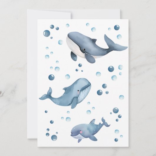 Editable Whale Birthday Einladung (Rückseite)