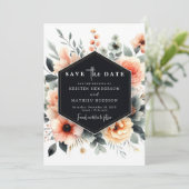 Editable Whimsical Peach Wedding Save The Date (Stehend Vorderseite)