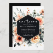 Editable Whimsical Peach Wedding Save The Date (Vorne/Hinten)