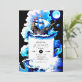 Editable Whimsical Sea Pirate Einladung (Stehend Vorderseite)