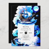 Editable Whimsical Sea Pirate Einladung (Vorne/Hinten)