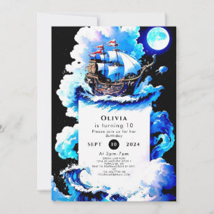 Editable Whimsical Sea Pirate Einladung