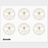 Editable White Honey Jar Label mit Goldbeere Runder Aufkleber (Blatt)