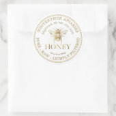 Editable White Honey Jar Label mit Goldbeere Runder Aufkleber (Tasche)