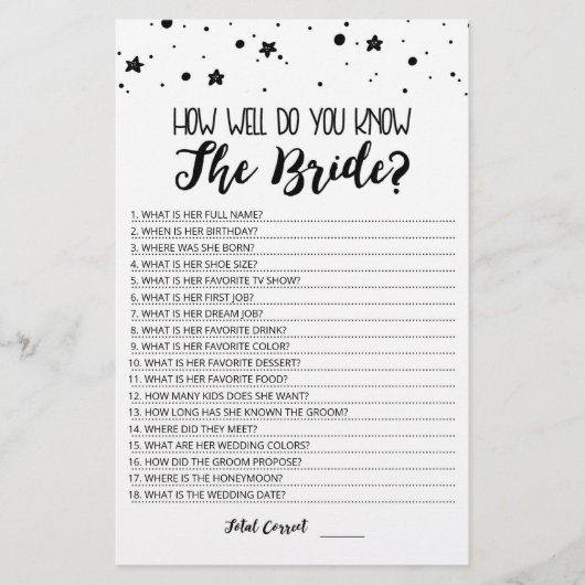 Editable Wie gut kennen Sie das Bride-Spiel? (Vorderseite)