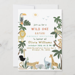 Editable Wild One Safari Einladungsvorlage Einladung