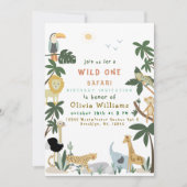 Editable Wild One Safari Invitation Template Einladung (Vorderseite)