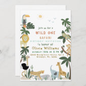 Editable Wild One Safari Invitation Template Einladung (Vorne/Hinten)