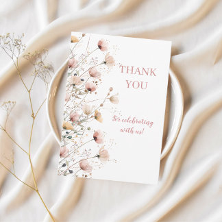 editable wildflowers floral thank you card dankeskarte