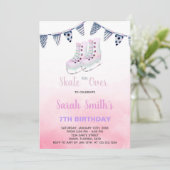 Editable Winter Rink Party Einladung für Girls (Stehend Vorderseite)