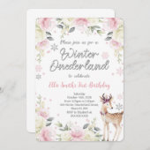 Editable Winter Wonderland Birthday Einladung (Vorne/Hinten)