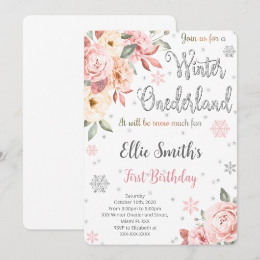 Editable Winter Wonderland Einladung (Vorne/Hinten)