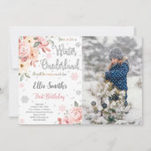 Editable Winter Wonderland Foto Einladung (Vorderseite)