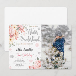 Editable Winter Wonderland Foto Einladung
