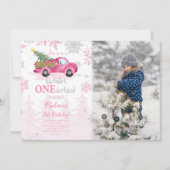 Editable Winter Wonderland Foto Einladung (Vorderseite)