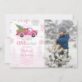 Editable Winter Wonderland Foto Einladung