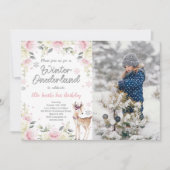 Editable Winter Wonderland Foto Einladung (Vorderseite)