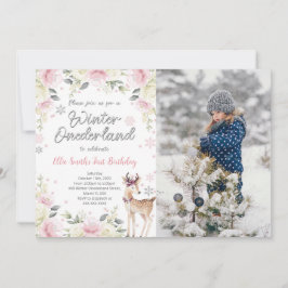 Editable Winter Wonderland Foto Einladung