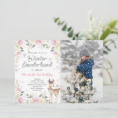 Editable Winter Wonderland Foto Einladung (Stehend Vorderseite)