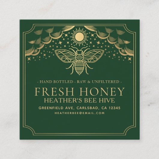 Editable Witchy Tarot Beekeeper Honeybee Quadratische Visitenkarte (Vorderseite)