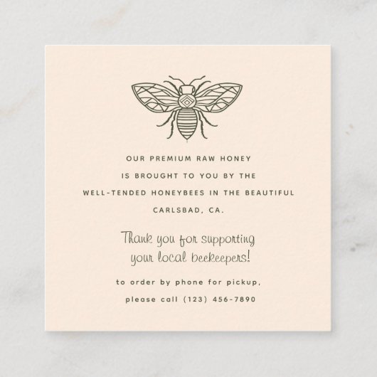 Editable Witchy Tarot Beekeeper Honeybee Quadratische Visitenkarte (Rückseite)