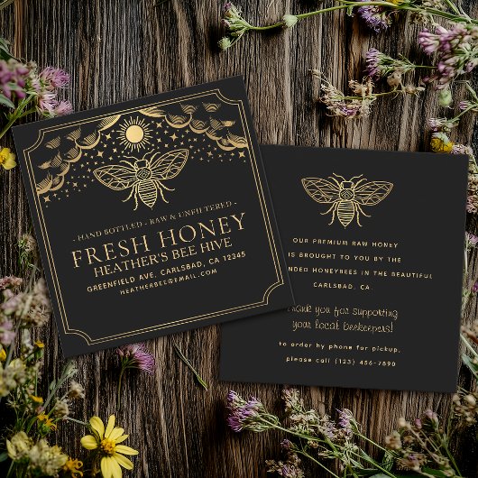 Editable Witchy Tarot Beekeeper Honeybee Quadratische Visitenkarte