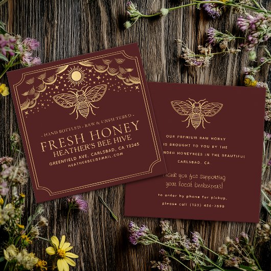 Editable Witchy Tarot Beekeeper Honeybee Quadratische Visitenkarte