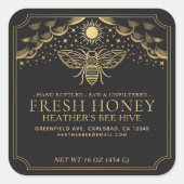 Editable Witchy Tarot Honey Jar Honeybee Label Quadratischer Aufkleber (Vorderseite)