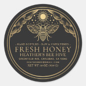 Editable Witchy Tarot Honey Jar Lid Honeybee Label Runder Aufkleber (Vorderseite)