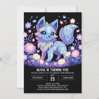Editable Wolf Digital Geburtstag Einladung