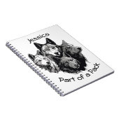 Editable Wolf Pack Graphic Black and White Wolves Notizblock (Rechte Seite)