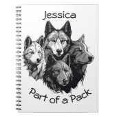 Editable Wolf Pack Graphic Black and White Wolves Notizblock (Vorderseite)