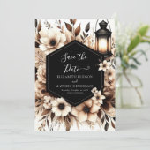 Editable Wood Rustic Wedding Save The Date (Stehend Vorderseite)