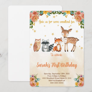 Editable Woodland Birthday Einladung