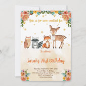 Editable Woodland Birthday Einladung (Vorderseite)