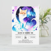 Editable Woodland Fox Geburtstagsparty Einladung (Stehend Vorderseite)