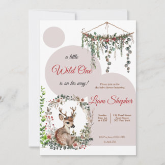 Editable Woodland-Themed Watercolor Kinderdusche Einladung