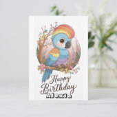 Editable Woods Parrot Digital Geburtstag Karte (Stehend Vorderseite)