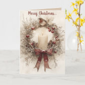 Editable Wreath Candle und Bird Frohe Weihnachten Karte (Gelbe Blume)