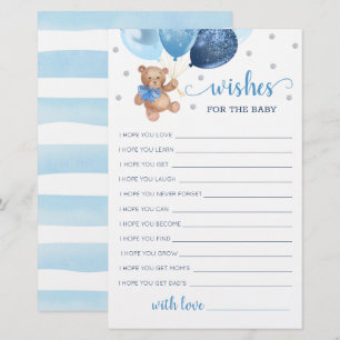 Editable Wünsche für den Baby Shower Teddy Bär