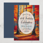 Editable Year Rustic Birch Tree Fall Birthday Einladung (Vorne/Hinten)