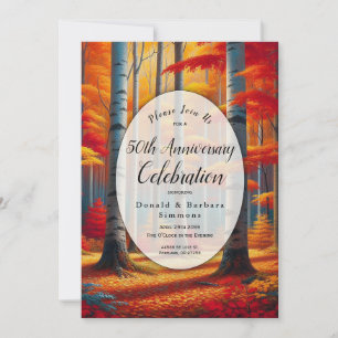 Editable Year Rustic Birch Tree Fall Jubiläum Einladung