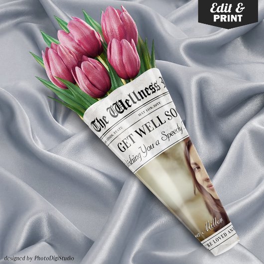 Editable Zeitung gut bald Blume Bouquet Geschenkpapier Set