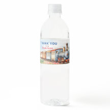 Editable Zug Water Flasche Zeichen Geburtstag