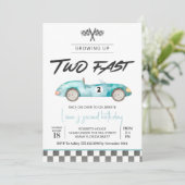 Editable ZWEI Fast Birthday Einladung Race Auto 2. (Stehend Vorderseite)